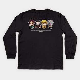 demon slayer pixel art Kids Long Sleeve T-Shirt